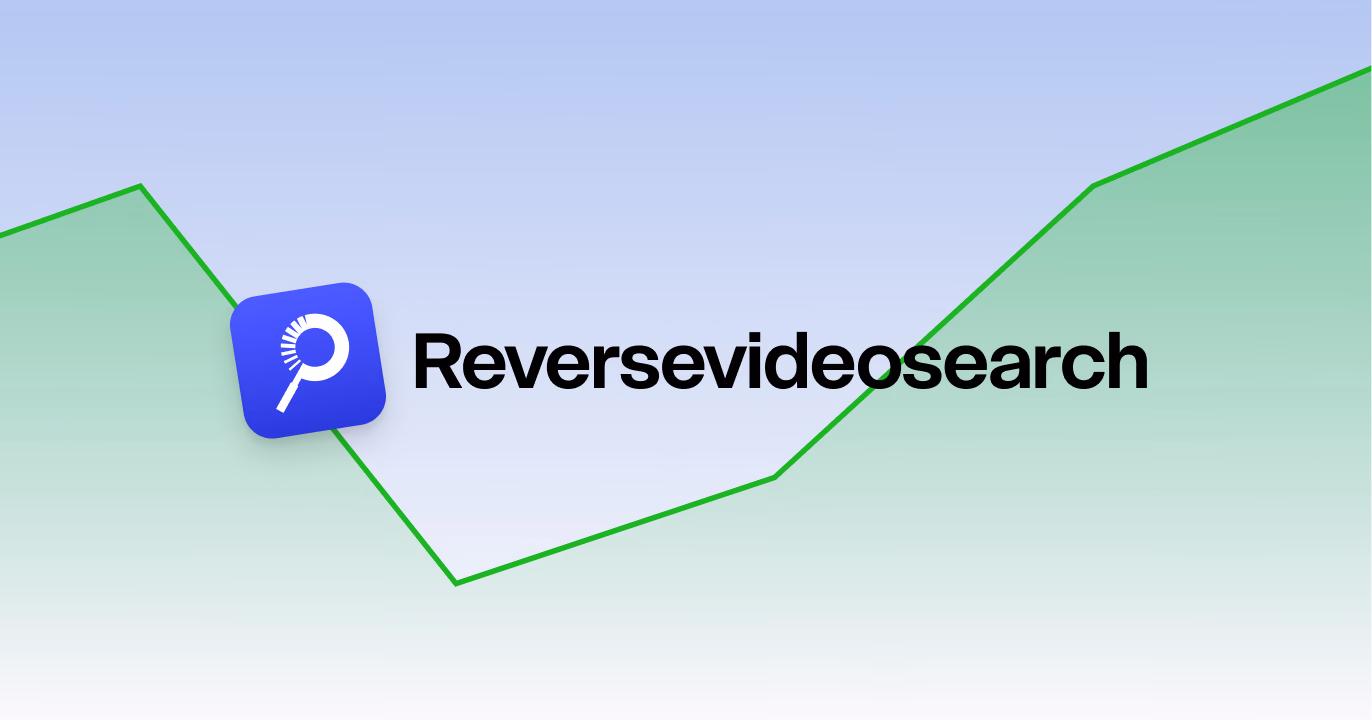 Reverse Video Search logo over a green statistics chart